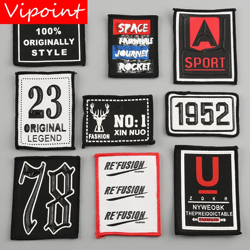 

VIPOINT embroidery printed warning patches letter alphabet patches badges applique patches for clothing YM-8