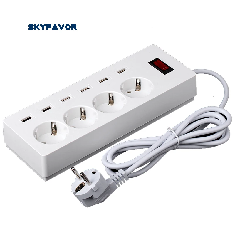 многофункции евро Сетевой фильтр питания с 6 USB порта и 4 розетки расширения для