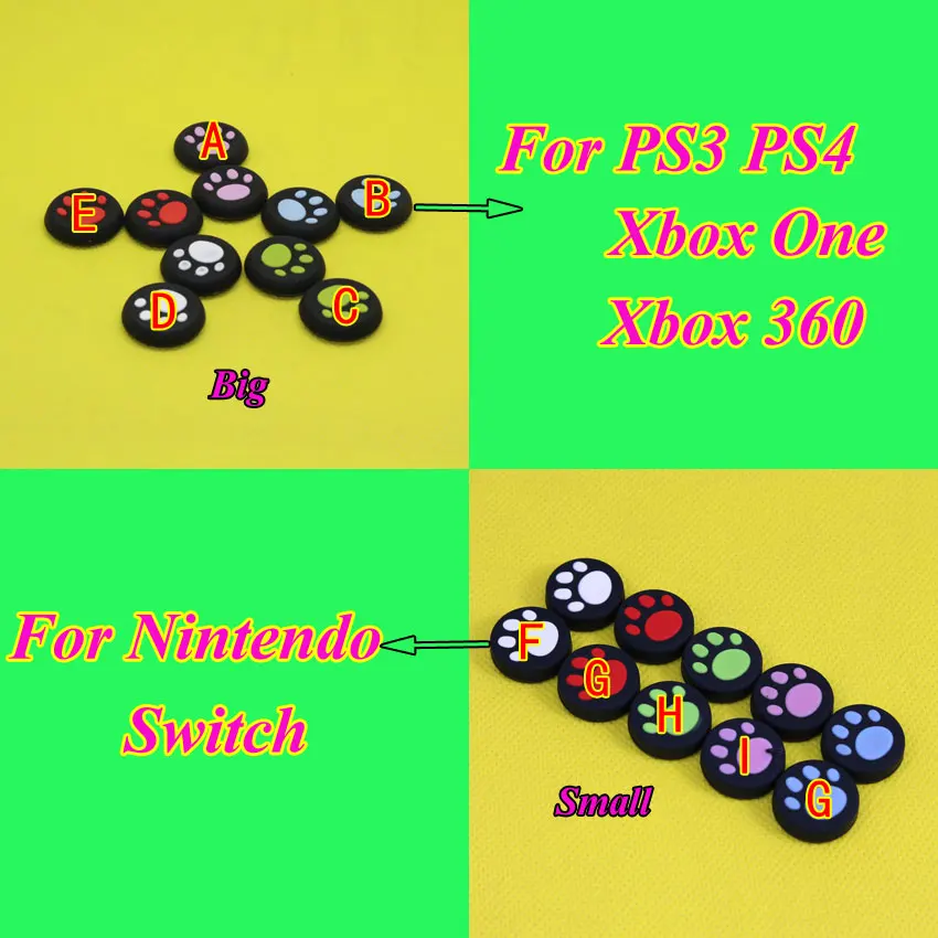 50-100pcs Silicone Cat paw print Analog Joystick Thumb Stick Grips Cap Cover For Nintendo Switch For PS3 PS4 For XBOXONE 360 50-100pcs Silicone Cat paw print Analog Joystick Thumb Stick Grips Cap Cover For Nintendo Switch For PS3 PS4 For XBOXONE 360
