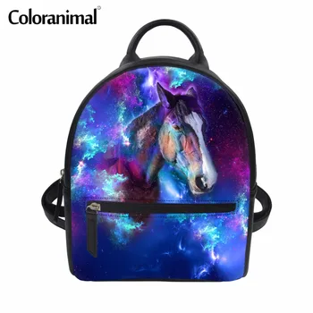 

Coloranimal Messenger Shoulder Bags for College Student Fashion Men PU Leather Mini Backpack 3D Gaxary Star Horse Print Bookbags