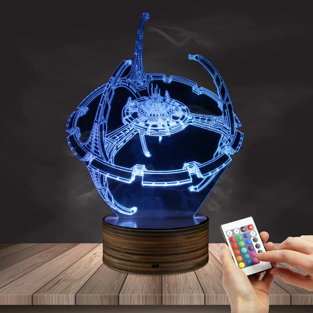 

DeFong Star Trek Deep Space 9 3D Night Light Creative 3D Lamp LED Colorful Changing USB Touch Desk Lamp with Remote control