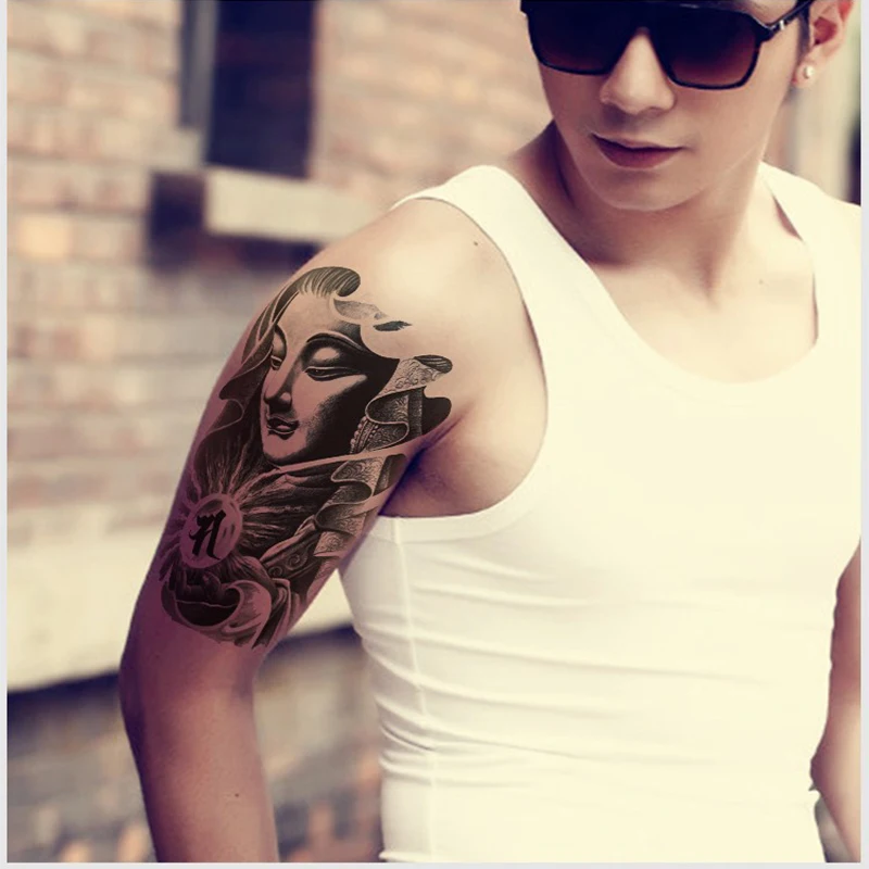 

24 Sheets Waterproof Body Art Tattoo Sticker Handsome Tatouage Glitter Black Temporary Flash Henna Tattoos For Man Women