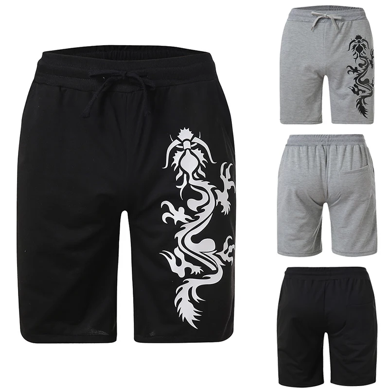 Мужские летние пляжные шорты для бега для спорта, регулируемые шорты с принтом