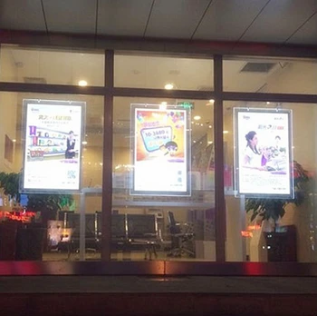 

Double Sided A2 Acrylic Poster Frame LED Window Display frames Illuminated Advertising Light Box Viertical Hanging