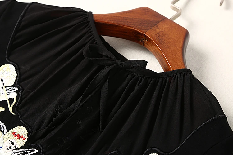 XF модный дизайн, высокое качество, весна, винтажная вышивка с ангелом, черный топ+ старинный покерный принт, полуюбка, комплект 2