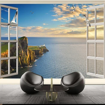 

Custom 3D Wallpaper Murals HD Window Seaview Large Wall Painting Living room Bedroom Background Wall Decoration Mural Wall Paper