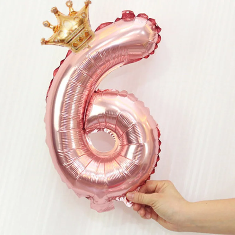 32 дюйма количество Фольга воздушные шары с украшением в виде короны цифра Воздушный баллон детское День рождения и надписью «Wild One» Украшения рисунок 30 Ans Decoracao coroa - Цвет: A6