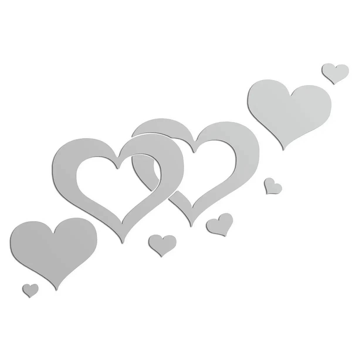 

HOT-DIY Silver Modern 3D Mirror Wall Sticker Love Heart Art Decal Home Decorations
