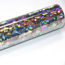 Кристалл серебро 50 см* 50 см голографическая теплопередача виниловая пленка для резки одежды(2" x 20"