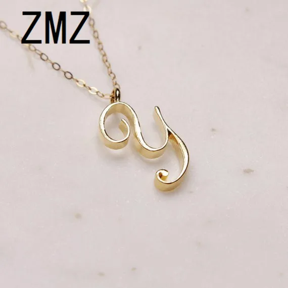 

ZMZ 50pcs/lot 2019 Europe/US fashion English letter pendant lovely letter Y text necklace gift for mom/girlfriend party jewelry
