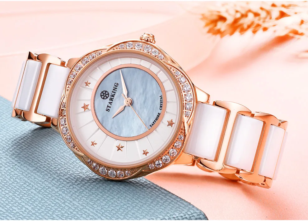 STARKING женское платье наручные часы керамические часы браслет импортный КВАРЦ ДВИЖЕНИЕ роскошные розовые синие женские наручные часы Relogio