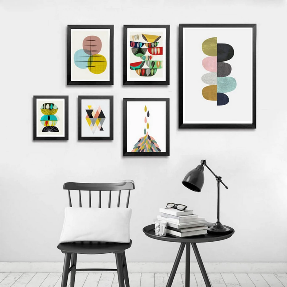 

Abstract Geometric Canvas Paintings Nordic Scandinavian Style Poster Print Wall Art Pictures for Living Room Office Home Decor