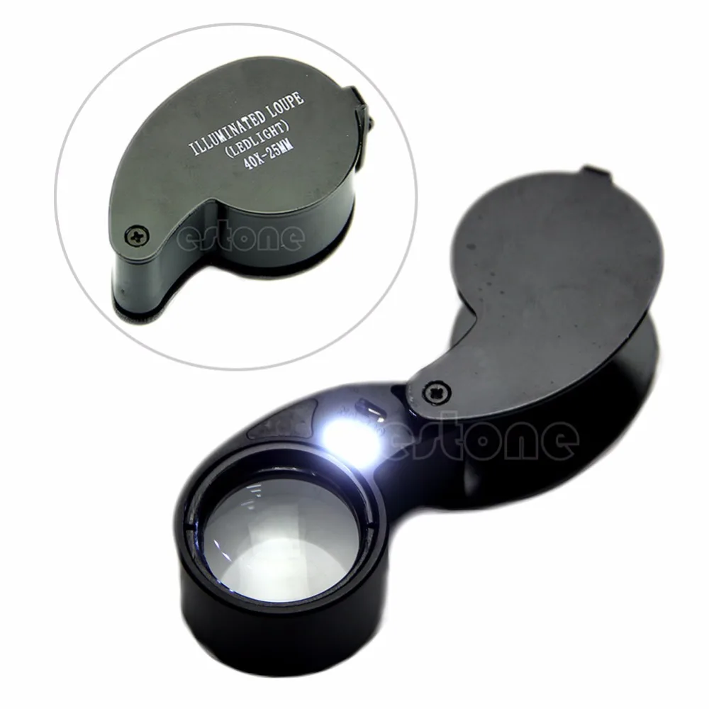 

40x 25mm Glass Magnifying Magnifier Jeweler Eye Jewelry Loupe Loop Led Light