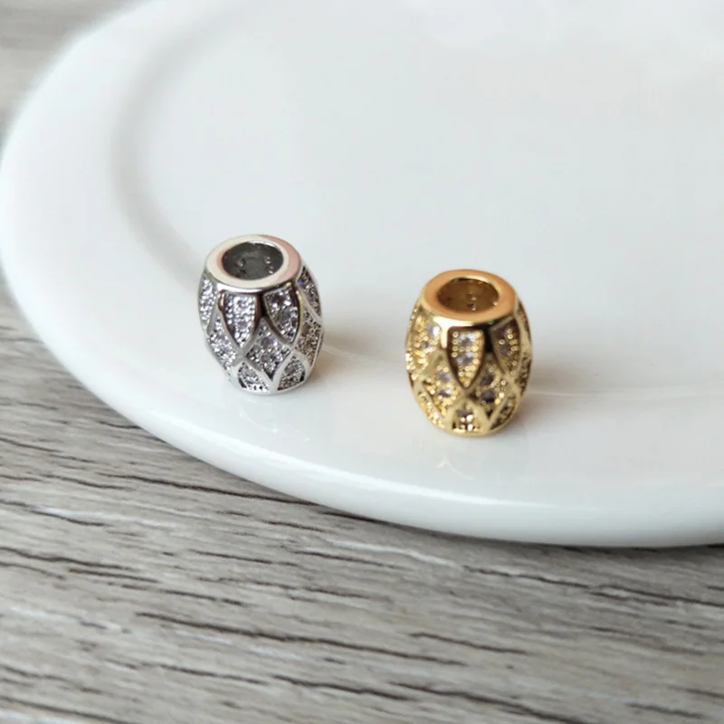 

10 Pcs CZ zircon crystal Micro pave Connector circular column Beads for DIY Making Bracelet necklace Jewelry Finding BD163