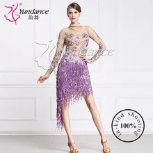 Дизайн шикарное сексуальное блестящее платье для латинских танцев для танцоров L-1576