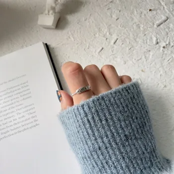 

Retro Authentic S925 Sterling Silver Fine Jewelry "Always" engraved personality Thin open rings J289