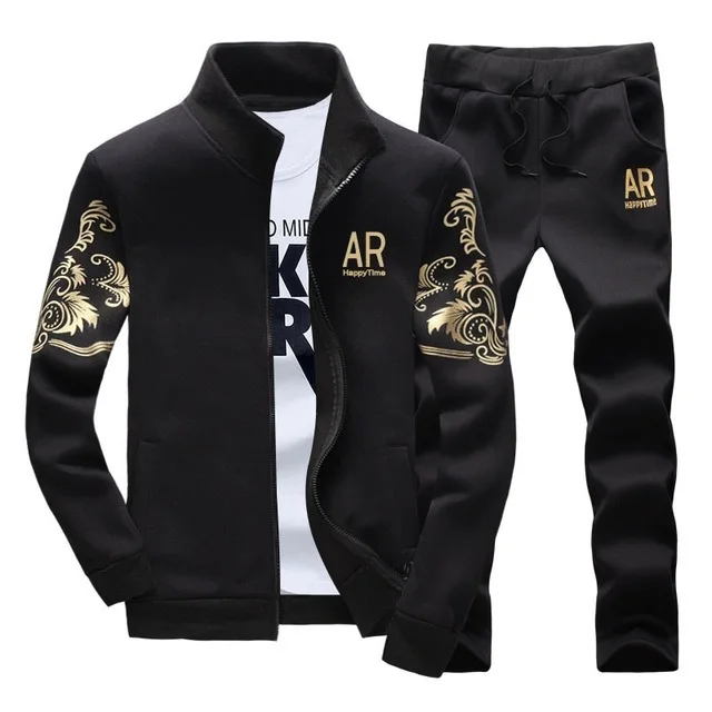 Polo Sweat Suit 2019 Fashion Tracksuit Men Set Zipper Fleece Mens ...