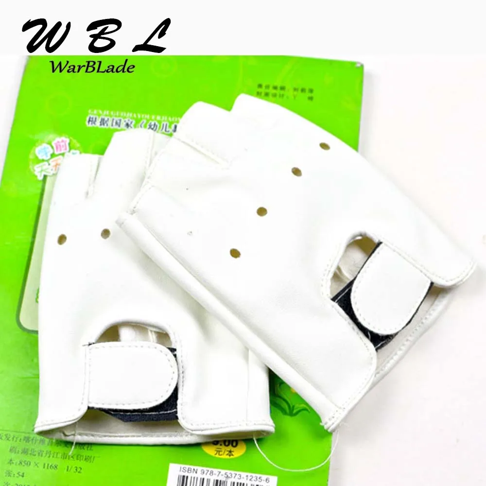 Leather Gloves for Kids Boy Girls Fingerless Gloves Chilidren Half Finger Mittens Breathable Black Gants enfants High Qualtiy