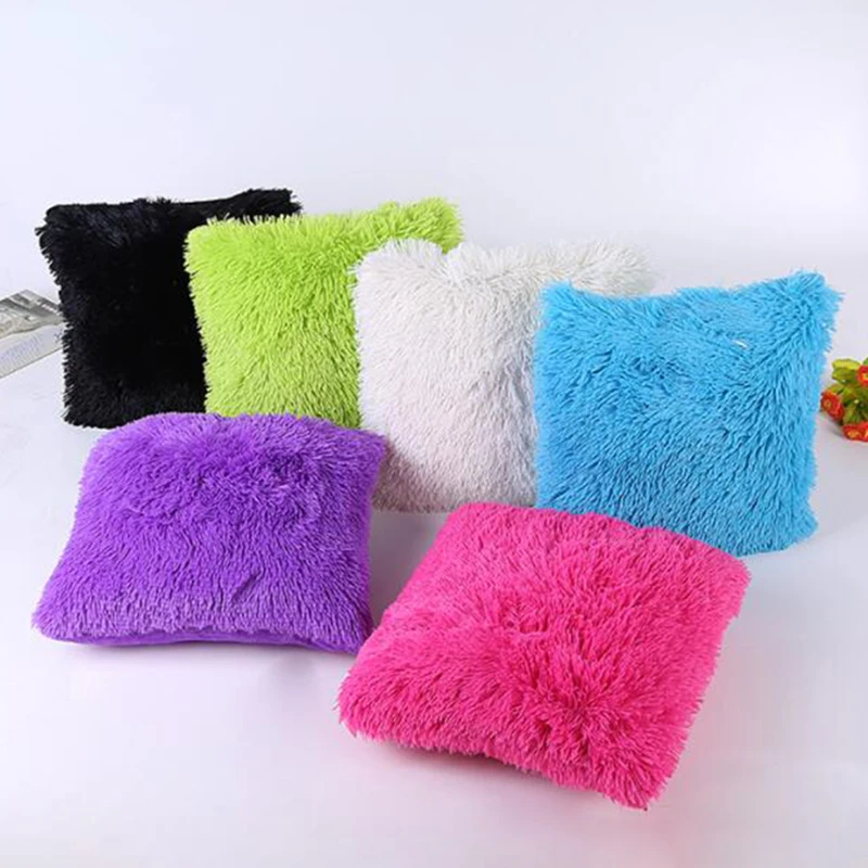 

Nordic Fluffy Soft Comfortable Stuffed Square Plush Cushion Cover Case Room Sofa Throw