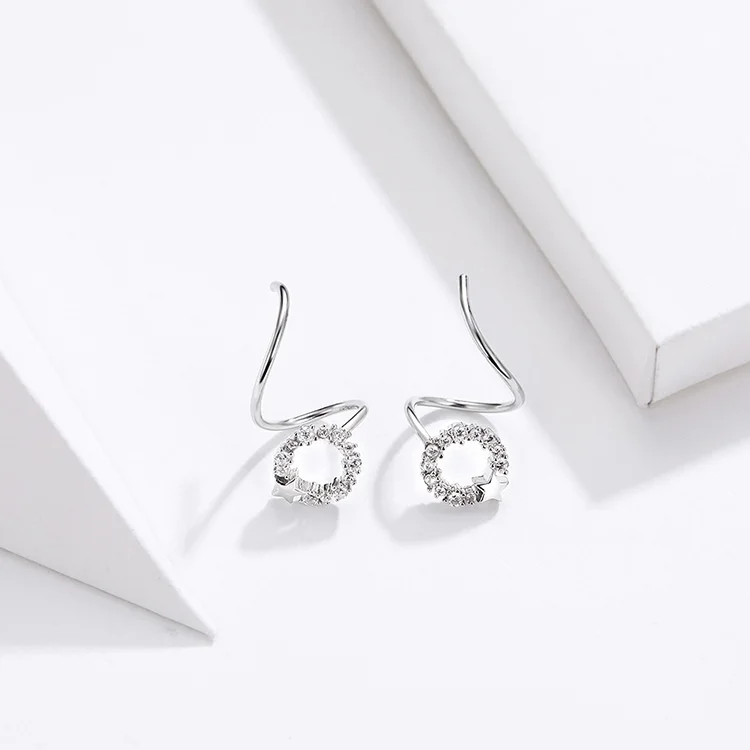 Bamoer шпагат серьги-кольца для женщин Твердые серебряные 925 звезда круглые крошечные серьги-обручи модные ювелирные изделия корейские ювелирные изделия SCE637