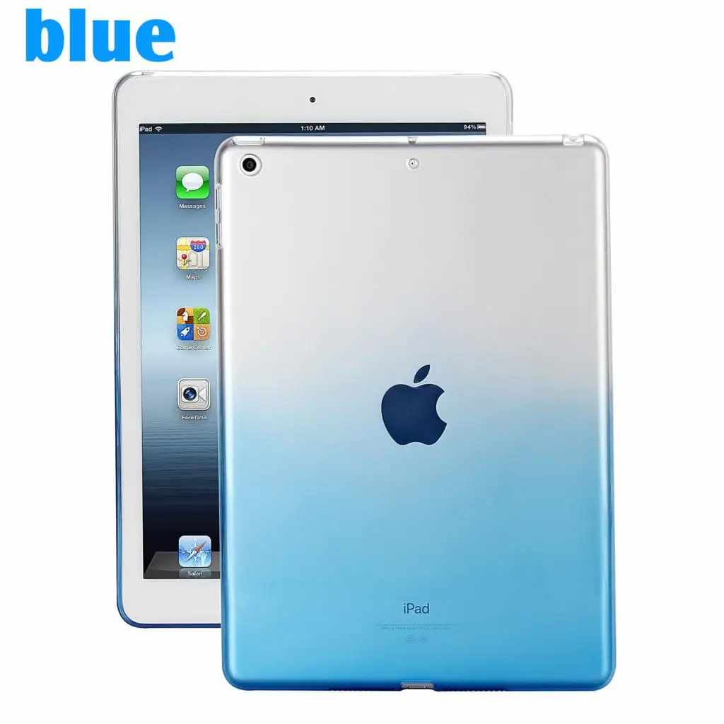 Чехол для iPad 9,7 дюймов /, PU мягкая резина+ градиент цвета чехол для iPad / выпуска A1822/A1823/A1893/1954 - Цвет: Синий