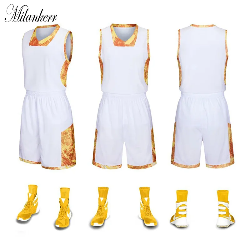 Printed Basketball Jersey Sets for Men Summer Sleeveless Running Training Wear Teams Competition
