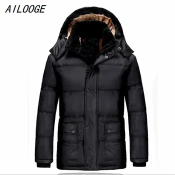 

AILOOGE Men Coat 2017 Thick Warm Winter Hot Selling Bew Arrival Cotton-padded Coat Fittness Comfortable Plus Size 5XL