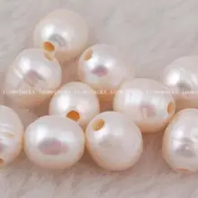 50 шт. пресноводный жемчуг белый бисер 9-11 мм природы яйцо большая дыра