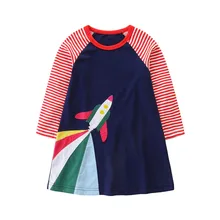 Платья для малышей; детская одежда с аппликацией для девочек; хлопковое Брендовое осеннее платье для маленьких девочек; Туника; трикотажные повседневные платья; детская одежда