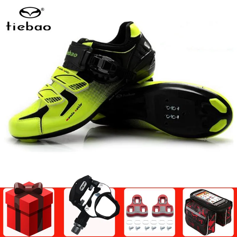 Tiebao zapatos de ciclismo de carretera añadir juego de pedal zapatillas de deporte para hombre bicicleta ligera bicicleta de carretera profesional zapatos de ciclo giratorio