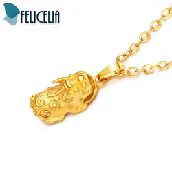 Felicelia роскошный золотой цвет Pi Xiu дизайн кулон Цепочки и ожерелья для Для женщин девочек творческий подарок на день рождения Удачи символ