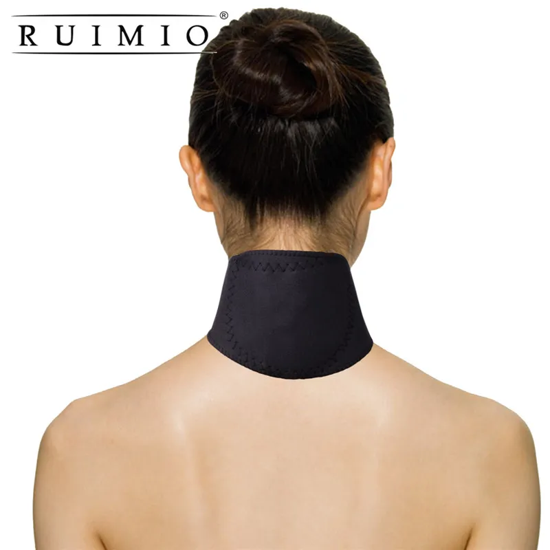 Therapy Thermal Self heating Neck Pad Belt Neck Support Brace Protector Black Massager