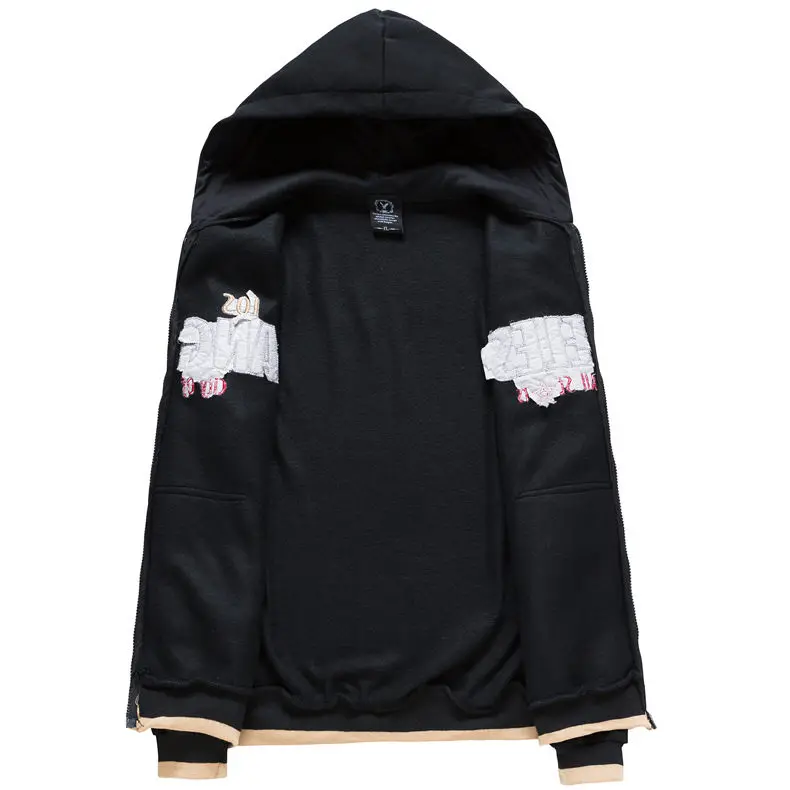 2019 Tracksuit Sets Men Casual Hooded Couple Fleece Cotton Male Sweatshirts Man Sportswear Suits Youth Zipper Cardigan+Pant 2PCS 12