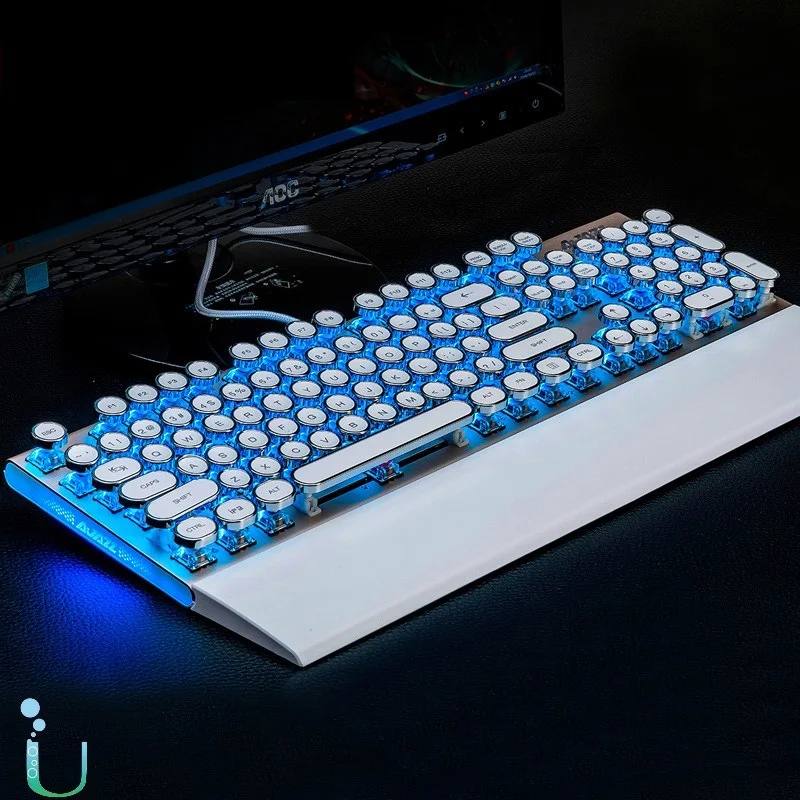 Ajazz AK40 Ретро стимпанк машинка USB Проводная эргономичная монохромная/RGB