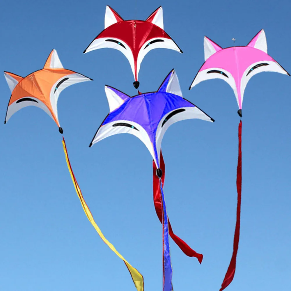 

Cute Fox Shape Flying Kite Outdoor Sport Beach Single Line Fly Kite with Tail 30M Flying Line for Kids Adults Family