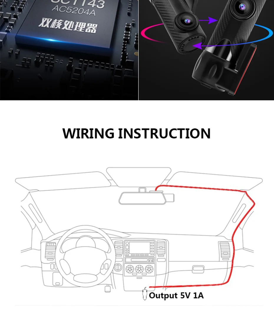 RDVR Мини Автомобильный видеорегистратор Камера Dashcam 360 WiFi умная Автомобильная приборная камера 1080P видео регистратор рекордер g-сенсор ночное видение видеорегистратор