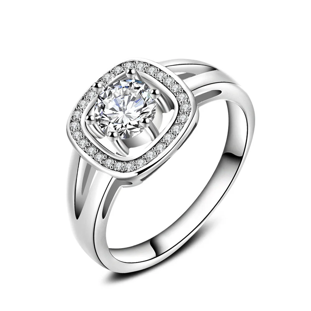 

Size 5&10 Plata jewelry Wedding Solid Ring Women with Double layer snowflake cz anel Engagement Ring JZ82