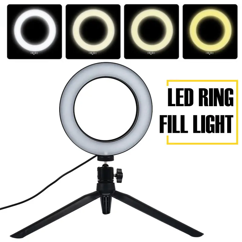 

Ring Lamp Dimmable 6 Inch LED Ring Light W/Tripod 6" Photo Video Light Universal Stand Kit LED RingLight Tripods Selfie Stick