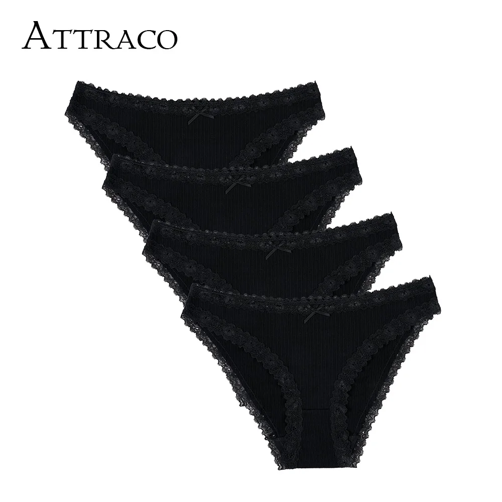 Attrico, женские трусики, танга, стринги, трусы, нижнее белье, хлопок, промежность, мягкие, одноцветные, упаковка из 4 кружевных кромок, дышащие, тянущиеся, лидер продаж - Цвет: ZFW6183ASD4