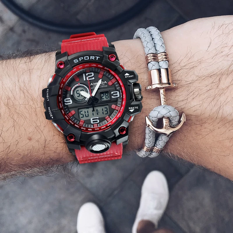 

AMUDA Military Sports Watches Men Chronograph Waterproof S Shock LED Digital Quartz Wristwatches Alarm Clock Relogio Masculino