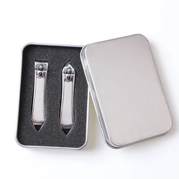 

2Pcs Steel Toes Nail Clippers In A Tin Box Thick Nail Trimmer Cutter Cuticle Scissor Manicure Beauty Care Tool Sets