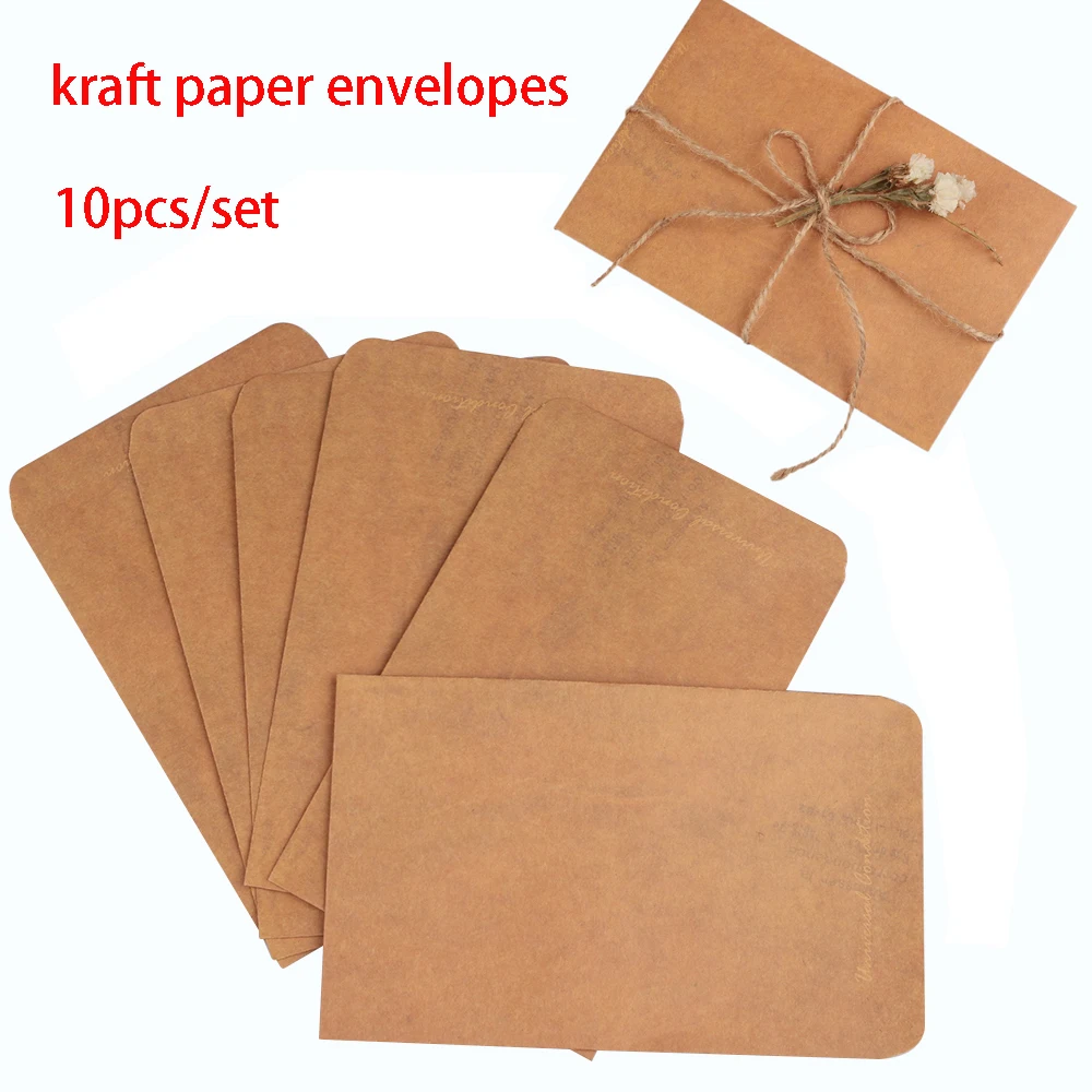 

10PCS/Set Beautiful Vintage envelope creative kraft paper envelopes DIY Decorative Envelope Small Paper school office supplies