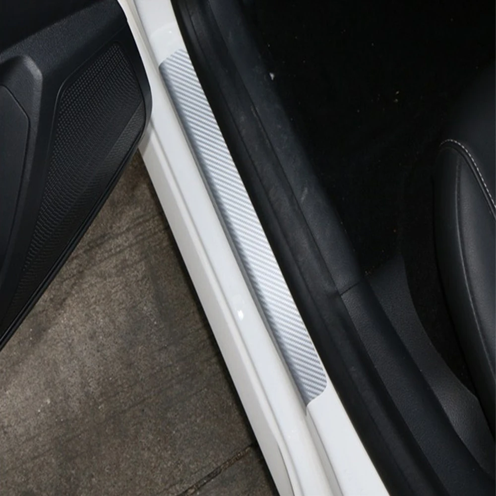 Универсальный 4 шт./компл. порог из углеродного волокна против царапин порог автомобильный ПВХ-стикер Авто Стайлинг анти защита от ударов стикер - Название цвета: 3D silver