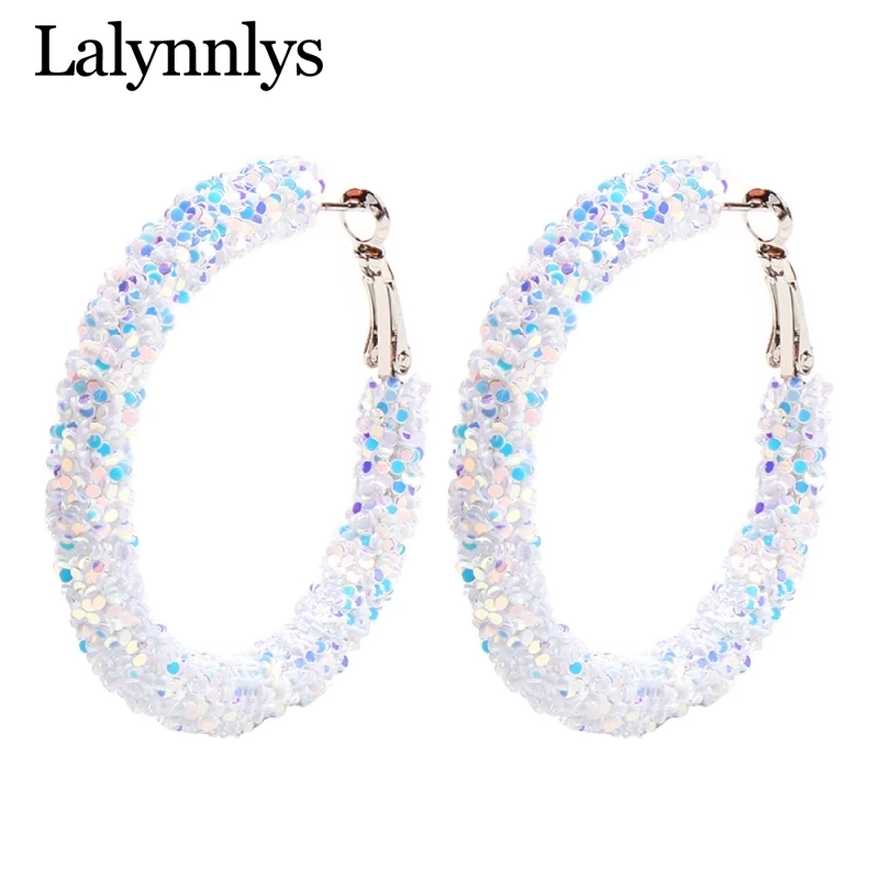 Lalynlys новый дизайн большой круг обруч серьги металлические конфеты цвет круглые серьги для женщин девочек панк Модные ювелирные изделия