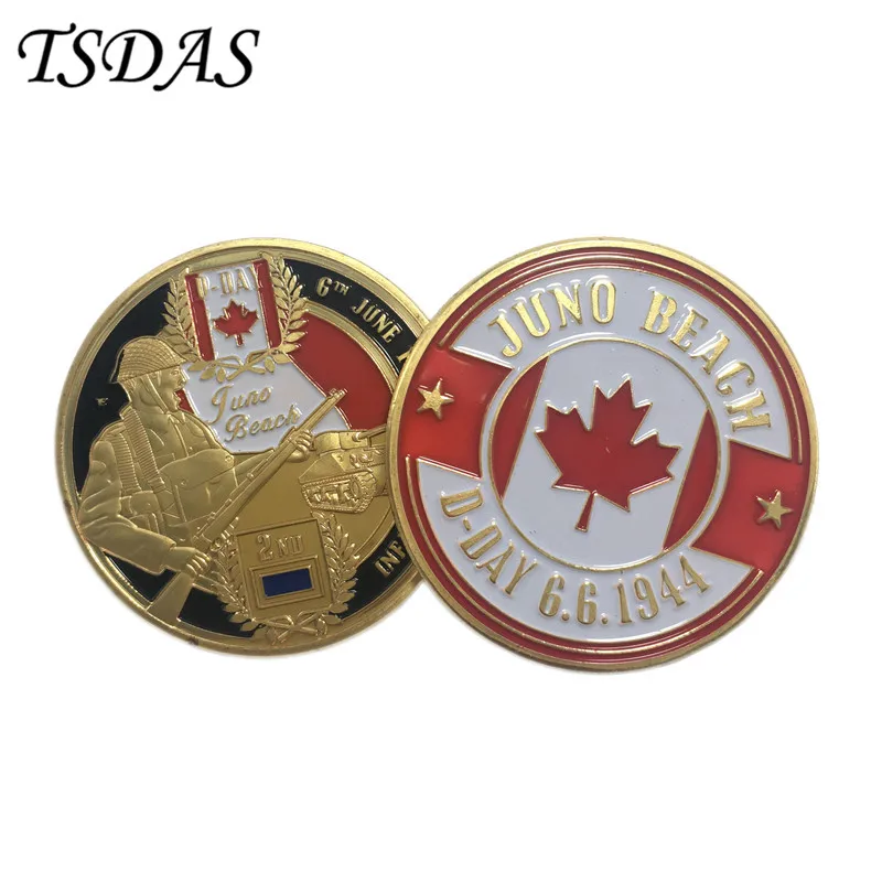 

Gold Plated Coin D-DAY Infantry Division JUNO Beach Challenge Coin Gifts Free Shipping Metal Coin