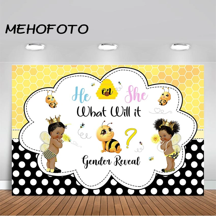 Mehofoto Bee Gender Reveal Backdrop Bee He Or She Baby Shower Photography Background Baby Bees Gender Reveal Party Banner Background Aliexpress