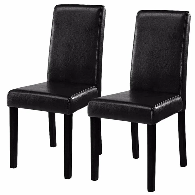 

Set of 2 Contemporary Dining Chairs High Quality Modern Durable Wooden Frame Half-PU-leather Fabric Dining Room Chairs HW51327