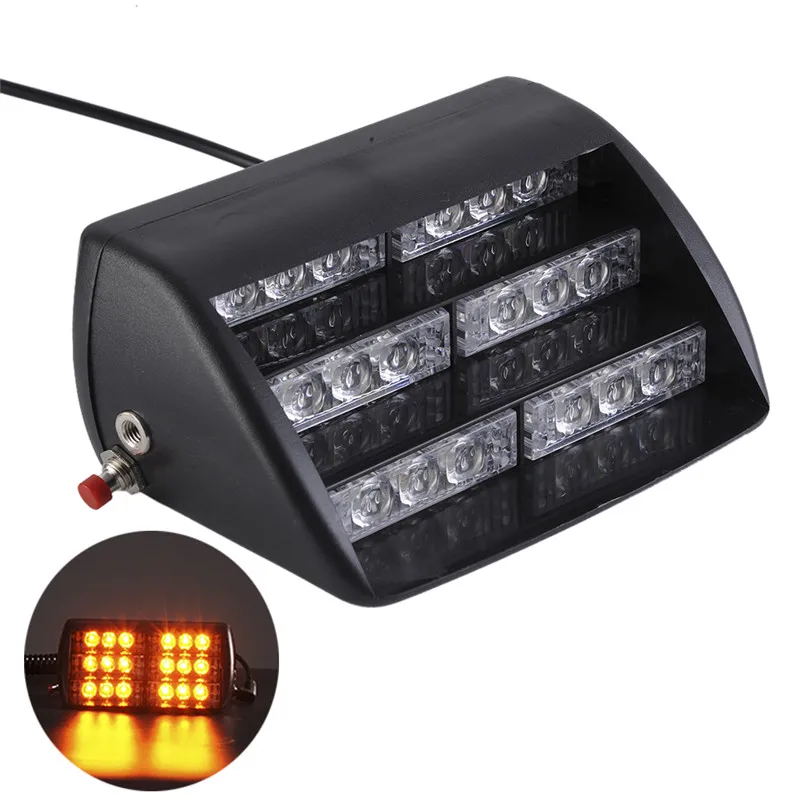 DC12V 18 LED Car Emergency Strobe Lights Yellow Flash LED Flashing
