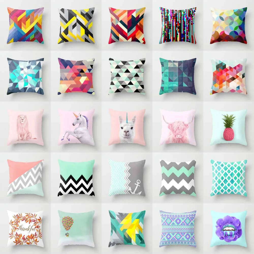 Elife Polyester Cotton geometry pineapple Cushion Cover Cartoon Animal Skull lion Pillow Case For Sofa Home Decor 45*45CM | Дом и сад