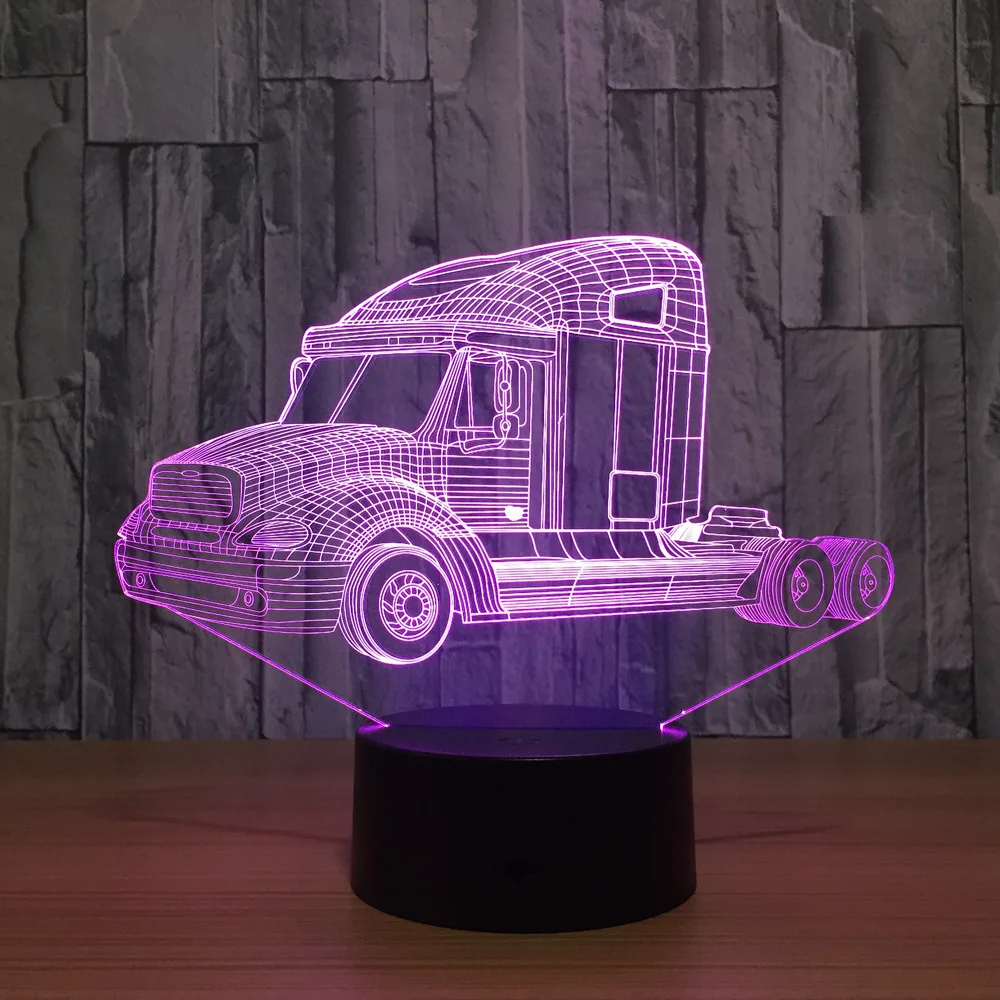 7 цветов Изменение Моды Тяжелый грузовик автомобиль 3D LED ночник сенсор настольная
